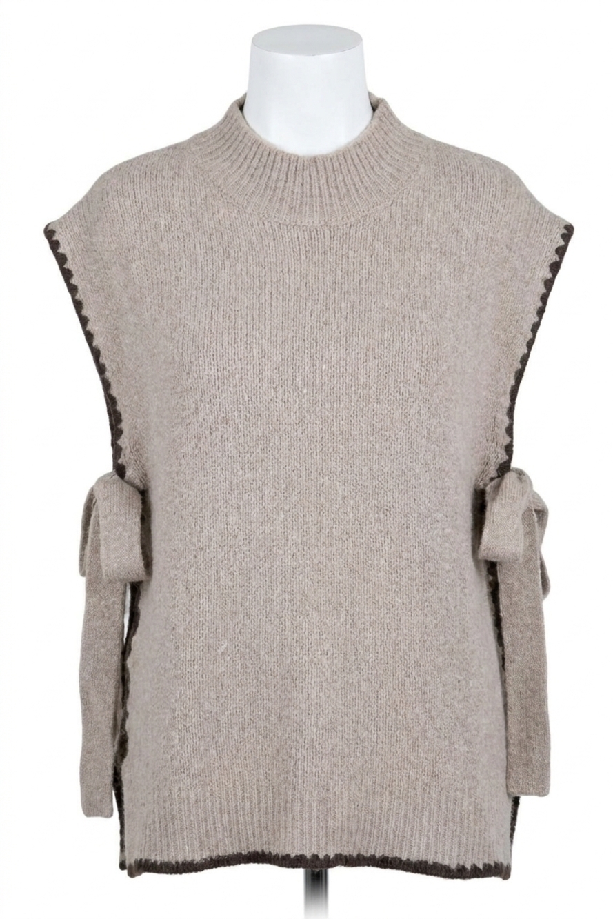 NEW LE LIS isabelle mock neck sweater vest in taupe